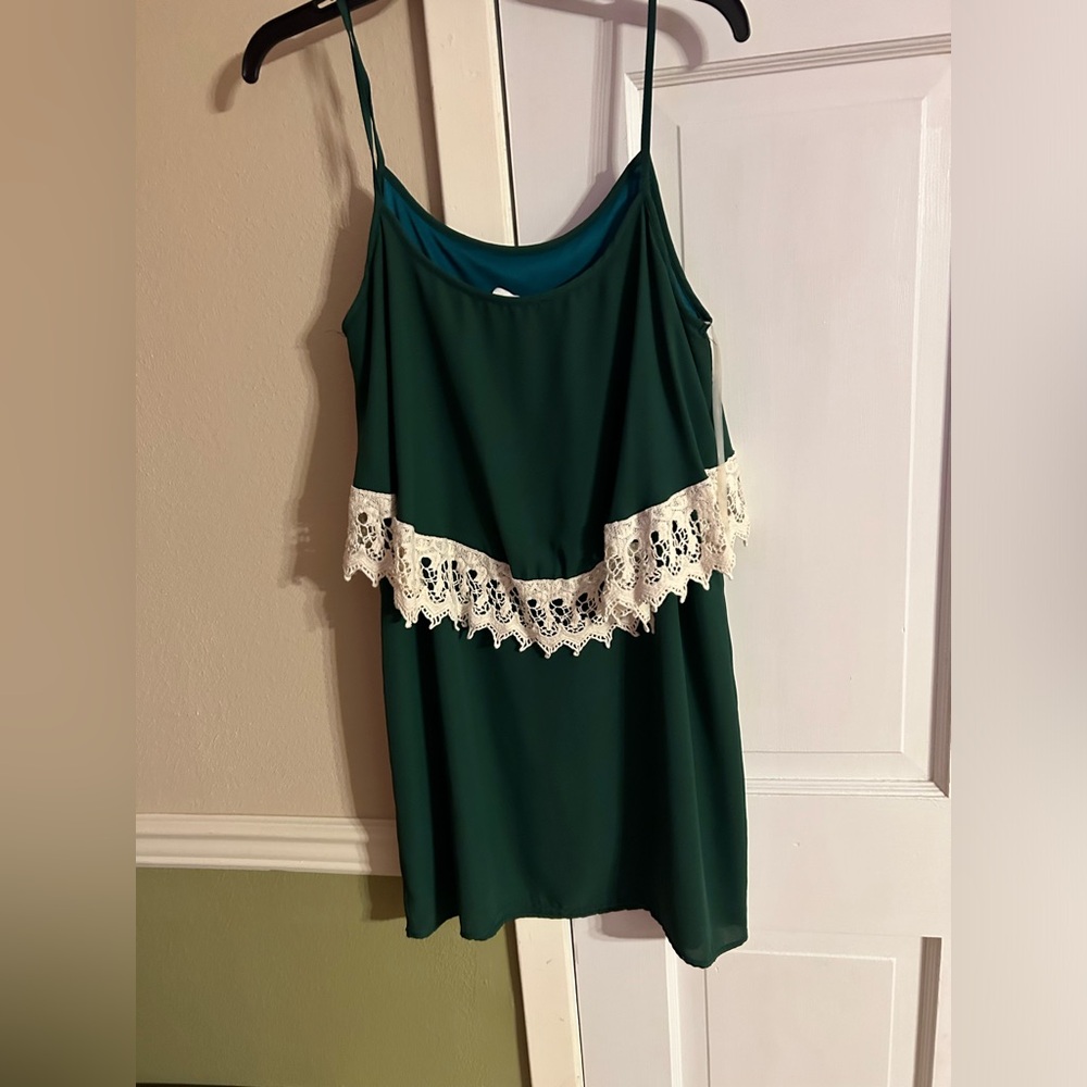 Green sundress with lace